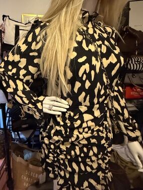Shein Plus Mini Black and Cream Spring Summer and Fall Dress